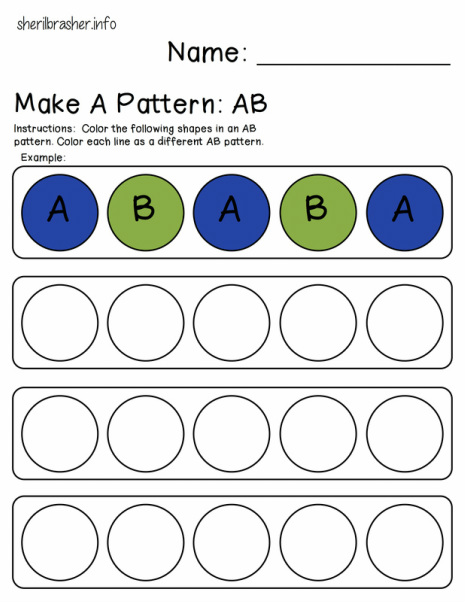 Preschool Printables: Make A Pattern, AB. This introductory practice page about making patterns in a great addition to your math lesson. Patterns exist in everyday life and students who can recognize patterns are better at solving problems. 